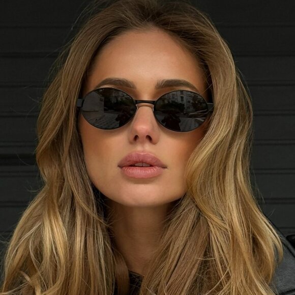 NEW SL692 001 SAINT LAURENT SUNGLASSES WOMEN ROUND BLACK EYEWEAR - Picture 4 of 5